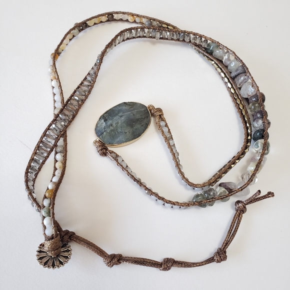 Fashion Bohemian Jewelry Bracelet Mixed Natural Stones Charm Wrap Handmade,85 cm - Picture 3 of 8